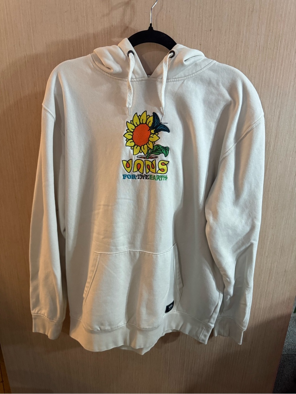 Men’s Vans For The Earth Cream Crewneck Hoodie with Sunflower Graphic Size XL